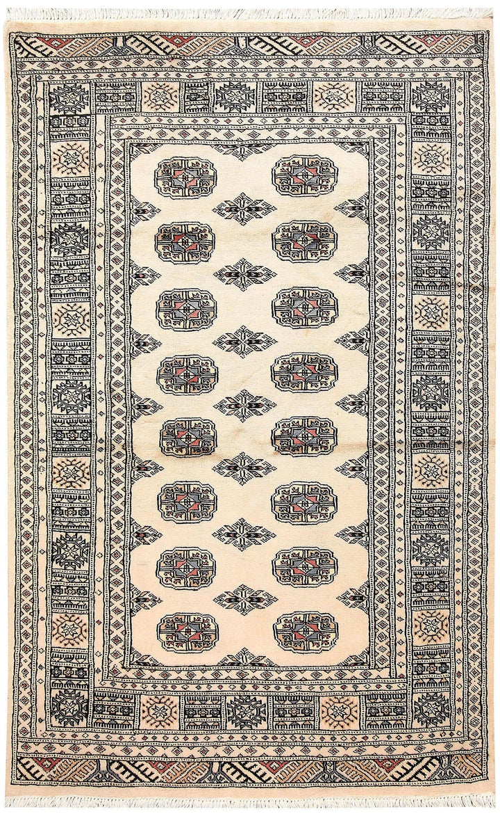 Brown Pakistani Bokhara Rug 3' 11" x 6' 3" Hand-Knotted | No. QA79052