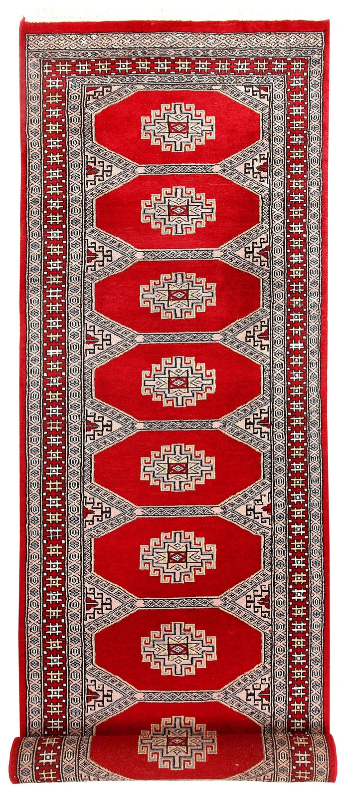 Red Pakistani Jaldar Rug 2' 6" x 9' 11" Hand-Knotted | No. QA79081