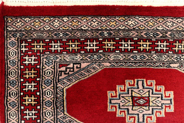 Red Pakistani Jaldar Rug 2' 6" x 9' 11" Hand-Knotted | No. QA79081