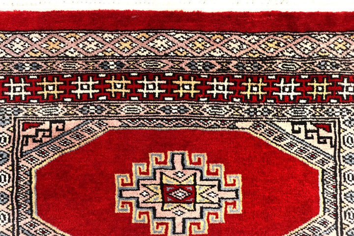Red Pakistani Jaldar Rug 2' 6" x 9' 11" Hand-Knotted | No. QA79081
