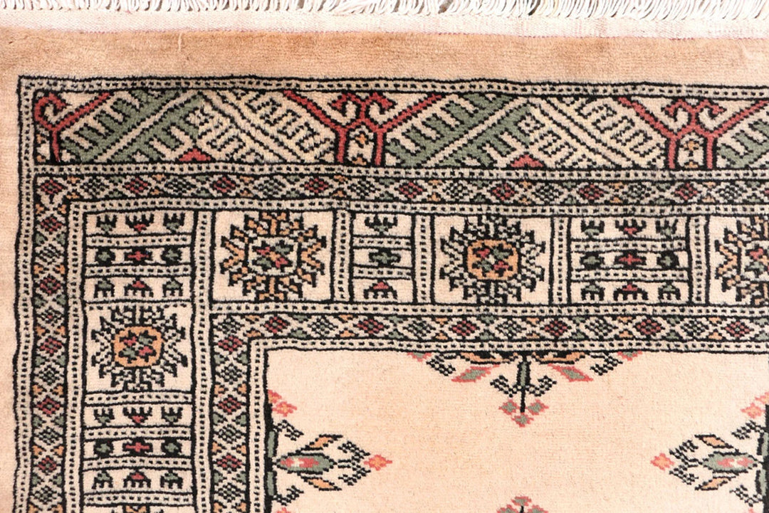 Wheat Pakistani Butterfly Runner Rug 2'6" x 12' Hand-Knotted | No. QA79104