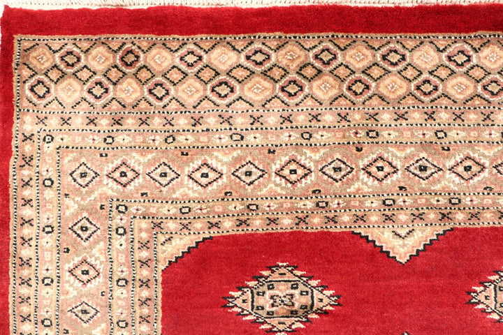 Red Pakistani Jaldar Rug 4' 7" x 6' 7" Hand-Knotted | No. QA79235