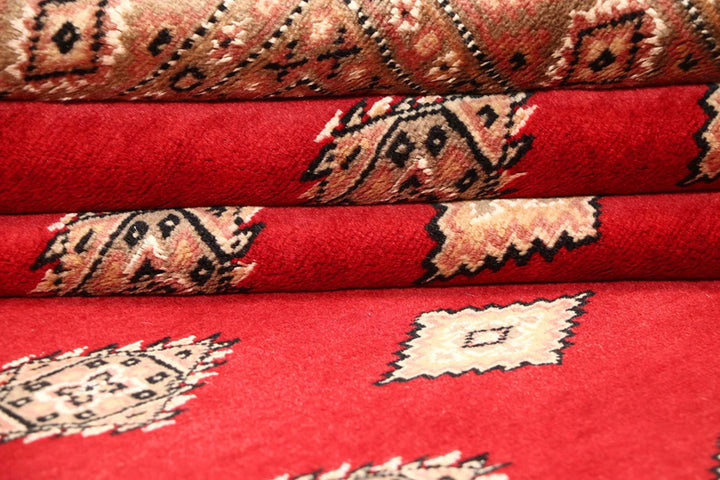 Red Pakistani Jaldar Rug 4' 7" x 6' 7" Hand-Knotted | No. QA79235