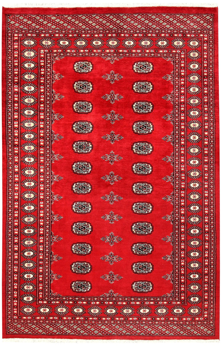 Red Pakistani Bokhara Rug 5' x 7'9" Hand-Knotted | No. QA79245