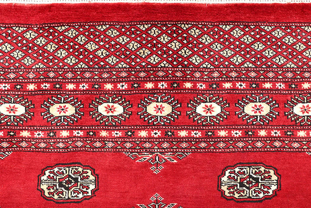 Red Pakistani Bokhara Rug 5' x 7'9" Hand-Knotted | No. QA79245