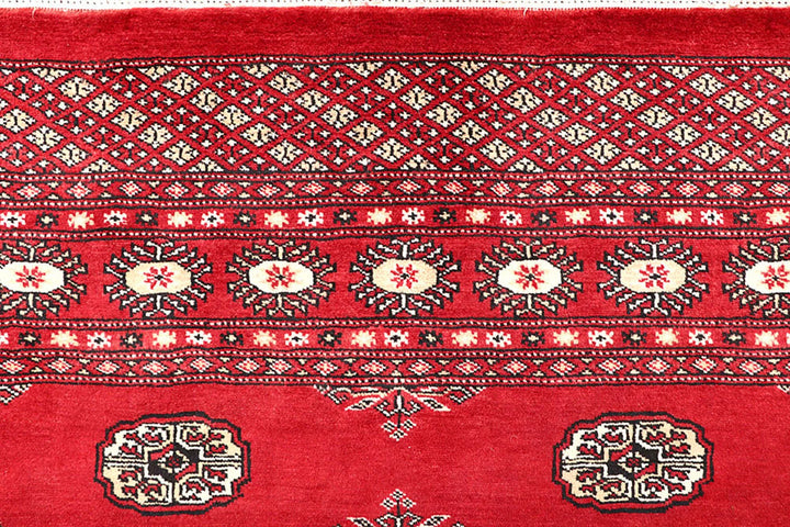 Red Pakistani Bokhara Rug 5' x 7'9" Hand-Knotted | No. QA79245