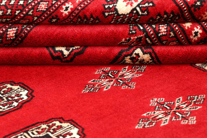 Red Pakistani Bokhara Rug 5' x 7'9" Hand-Knotted | No. QA79245