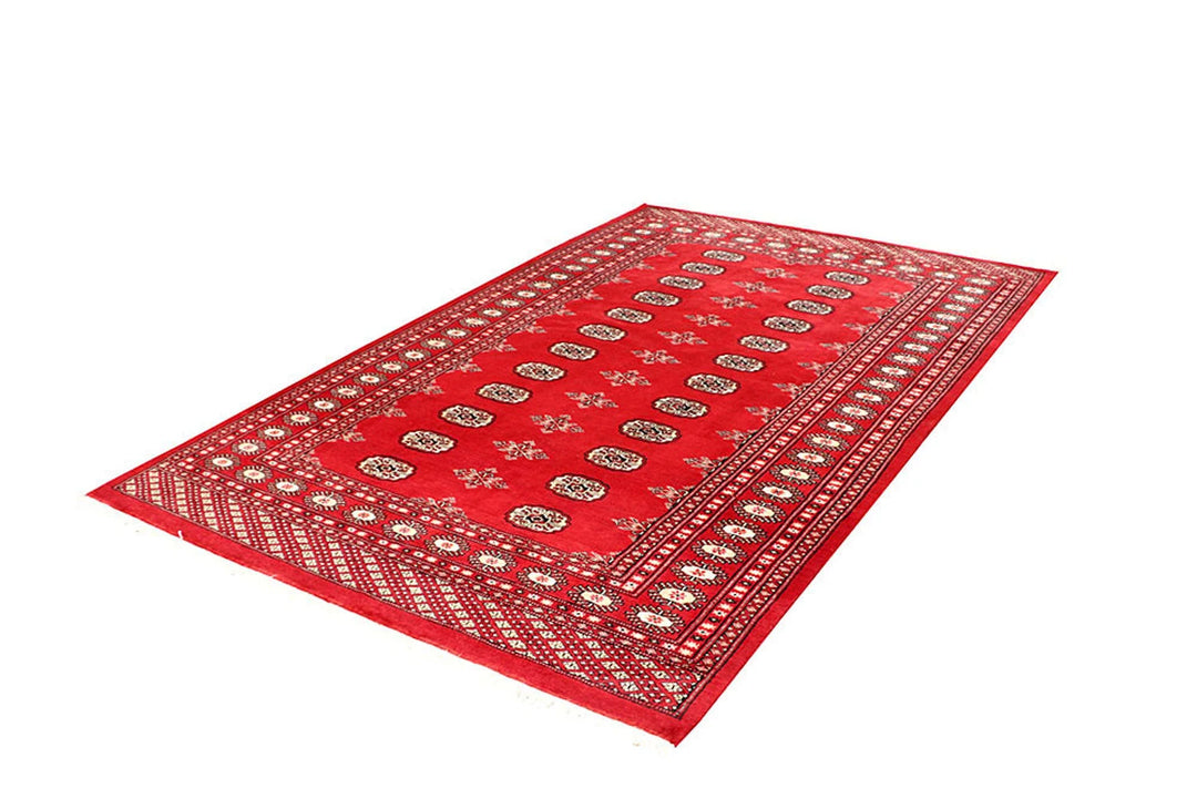 Red Pakistani Bokhara Rug 5' x 7'9" Hand-Knotted | No. QA79245