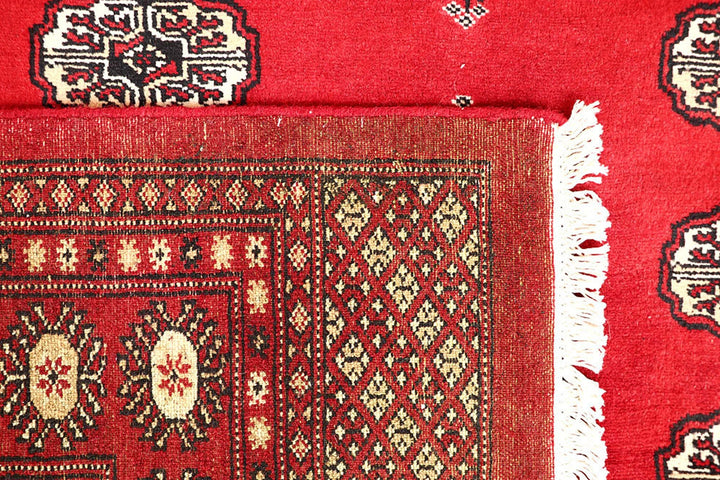Red Pakistani Bokhara Rug 5' x 7'9" Hand-Knotted | No. QA79245