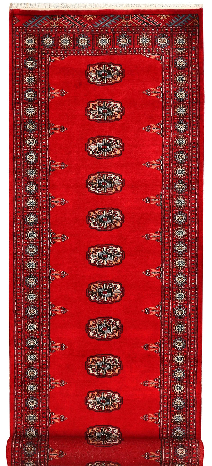 Dark Red Pakistani Bokhara Rug 2' 7" x 9' 1" Hand-Knotted | No. QA79263