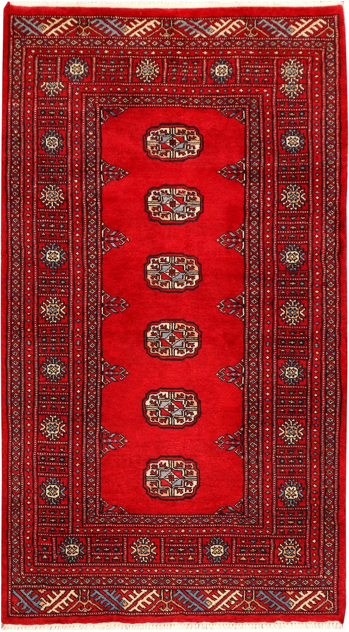 Red Pakistani Bokhara Rug 3' x 5'5" Hand-Knotted | No. QA79305