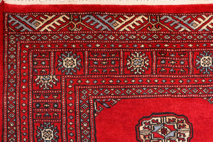 Red Pakistani Bokhara Rug 3' x 5'5" Hand-Knotted | No. QA79305