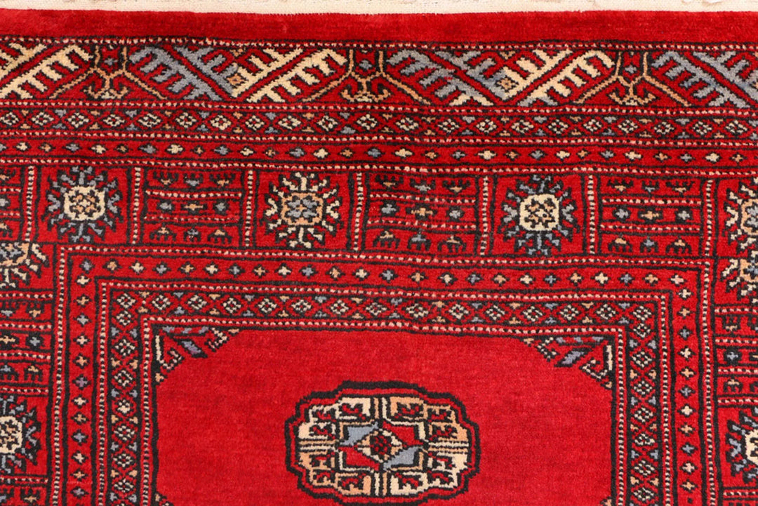 Red Pakistani Bokhara Rug 3' x 5'5" Hand-Knotted | No. QA79305