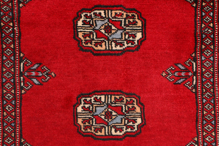Red Pakistani Bokhara Rug 3' x 5'5" Hand-Knotted | No. QA79305