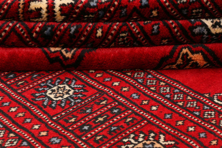 Red Pakistani Bokhara Rug 3' x 5'5" Hand-Knotted | No. QA79305