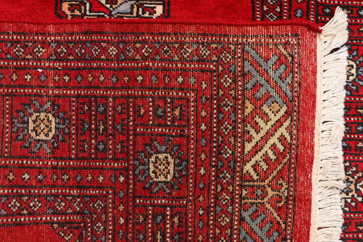 Red Pakistani Bokhara Rug 3' x 5'5" Hand-Knotted | No. QA79305
