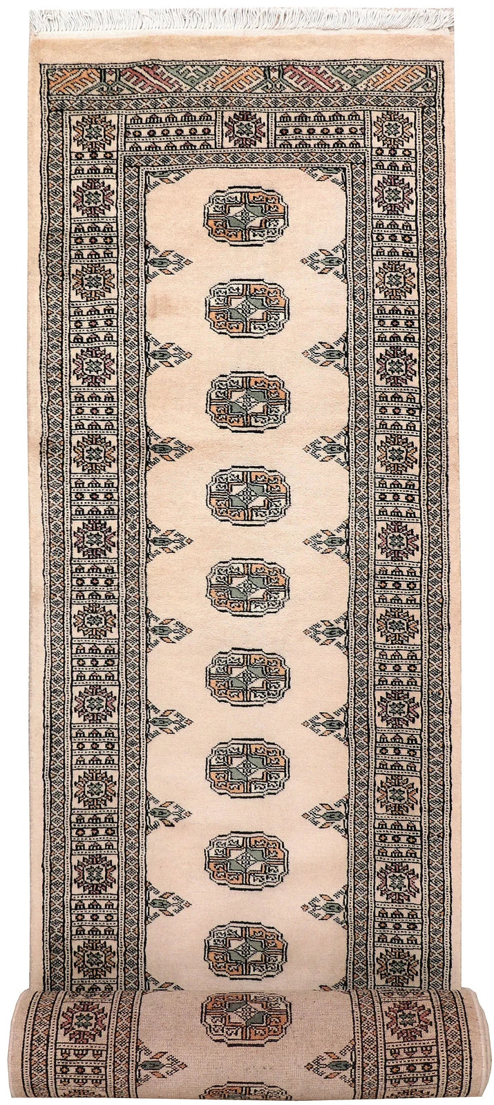 Brown Pakistani Bokhara Rug 2' 6" x 13' 9" Hand-Knotted | No. QA79327