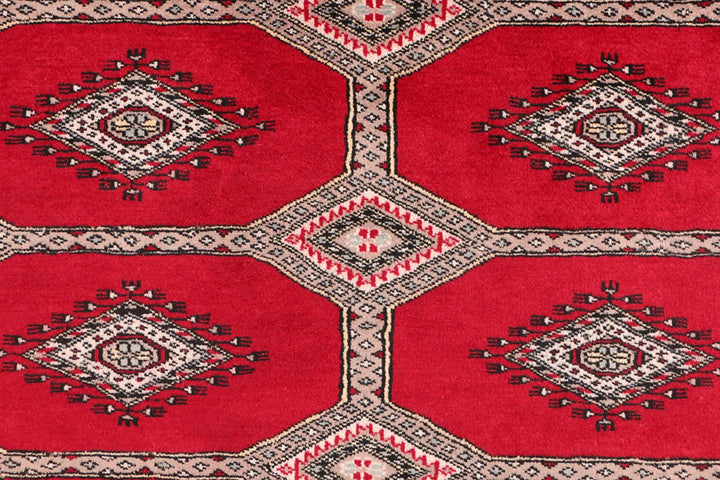Red Pakistani Jaldar Rug 6' 7" x 10' Hand-Knotted | No. QA79335