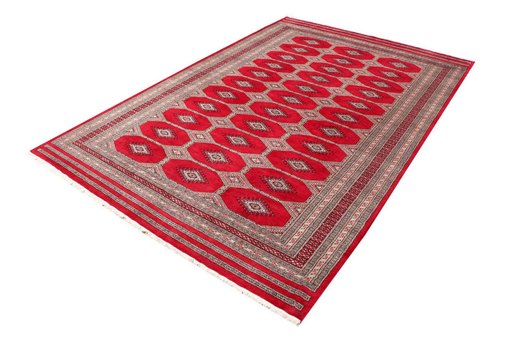 Red Pakistani Jaldar Rug 6' 7" x 10' Hand-Knotted | No. QA79335