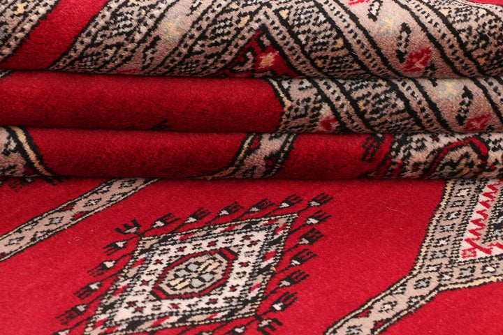 Red Pakistani Jaldar Rug 6' 7" x 10' Hand-Knotted | No. QA79335