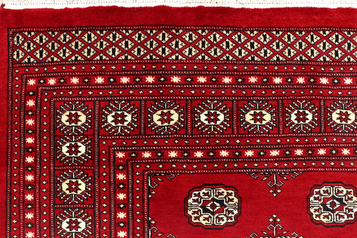 Red Pakistani Bokhara Rug 8' x 10'3" Hand-Knotted | No. QA79492