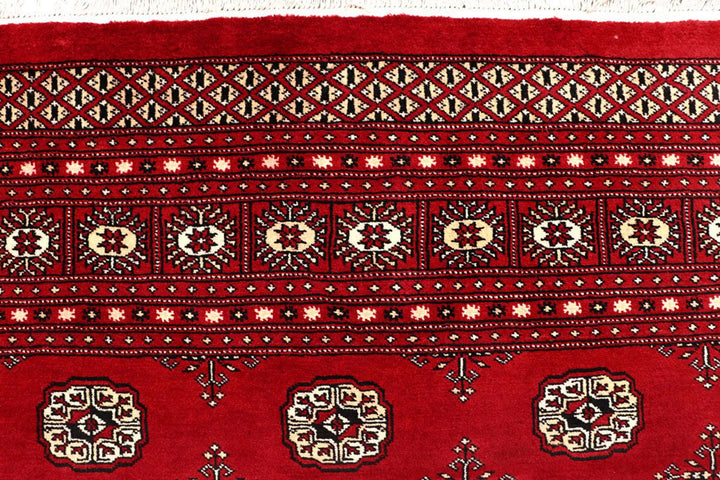 Red Pakistani Bokhara Rug 8' x 10'3" Hand-Knotted | No. QA79492