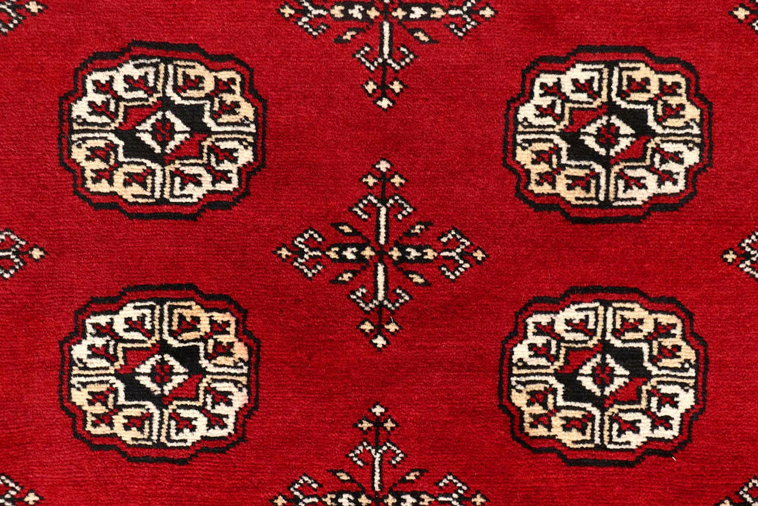 Red Pakistani Bokhara Rug 8' x 10'3" Hand-Knotted | No. QA79492