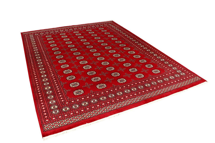 Red Pakistani Bokhara Rug 8' x 10'3" Hand-Knotted | No. QA79492