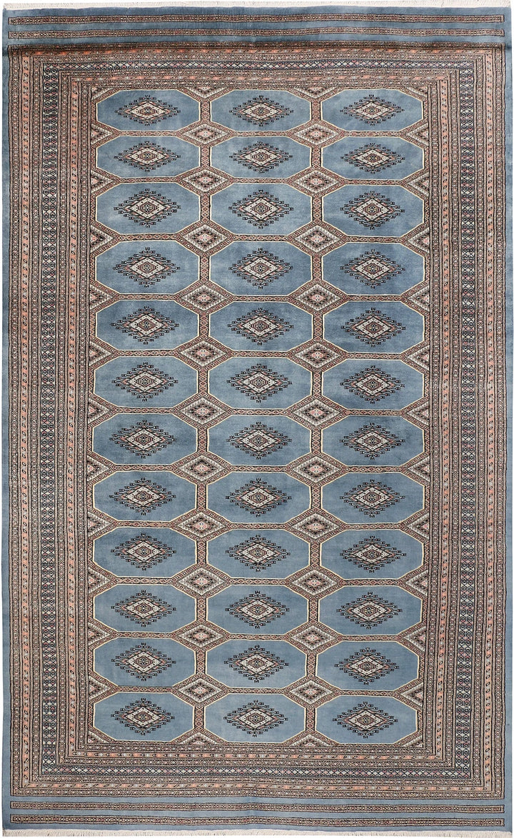 Light Slate Grey Pakistani Jaldar Rug 6' 7" x 10' 8" Hand-Knotted | No. QA79569