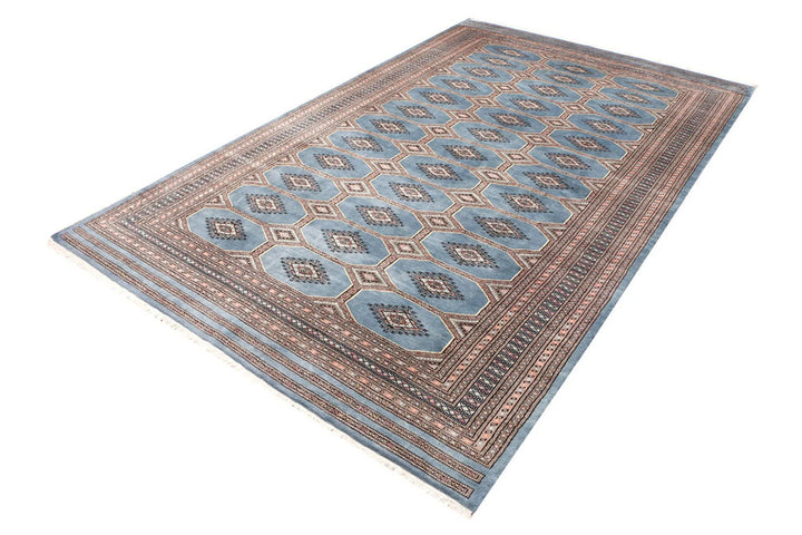 Light Slate Grey Pakistani Jaldar Rug 6' 7" x 10' 8" Hand-Knotted | No. QA79569