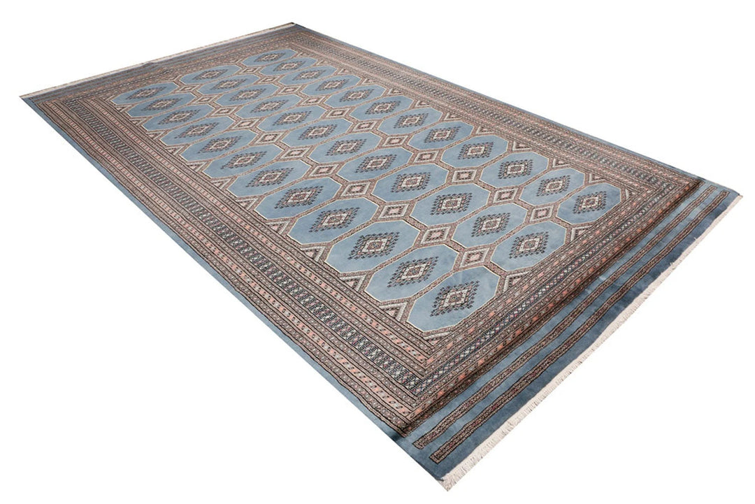 Light Slate Grey Pakistani Jaldar Rug 6' 7" x 10' 8" Hand-Knotted | No. QA79569