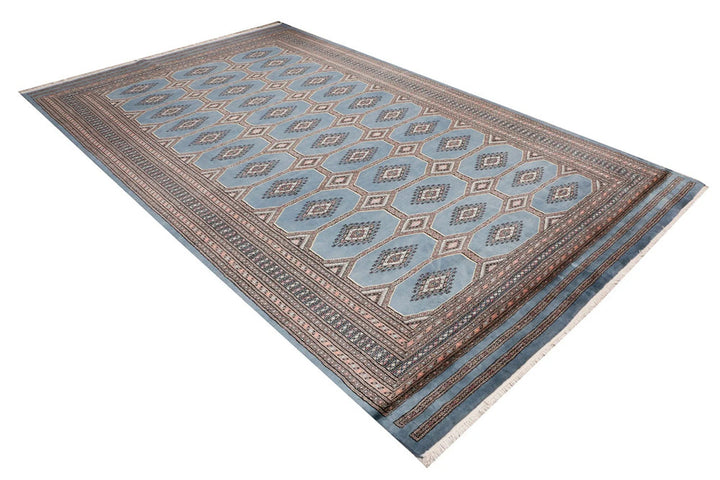 Light Slate Grey Pakistani Jaldar Rug 6' 7" x 10' 8" Hand-Knotted | No. QA79569