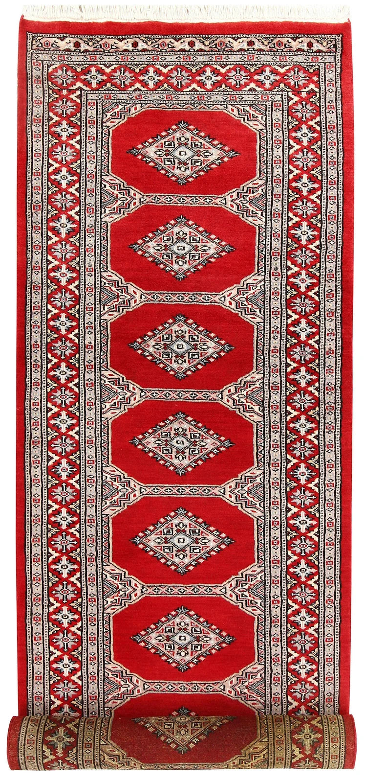 Red Pakistani Jaldar Rug 2' 7" x 10' Hand-Knotted | No. QA79768