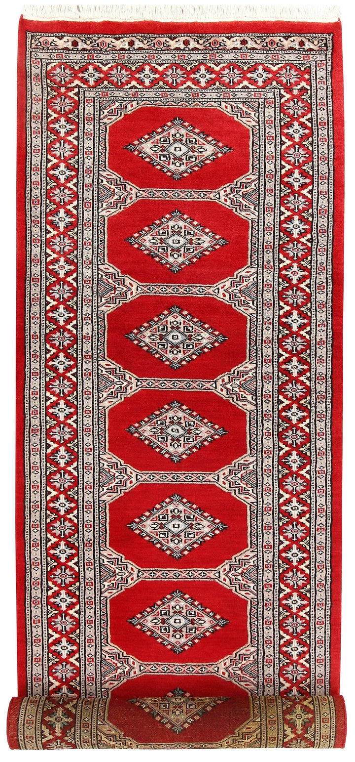 Red Pakistani Jaldar Rug 2' 7" x 10' Hand-Knotted | No. QA79768