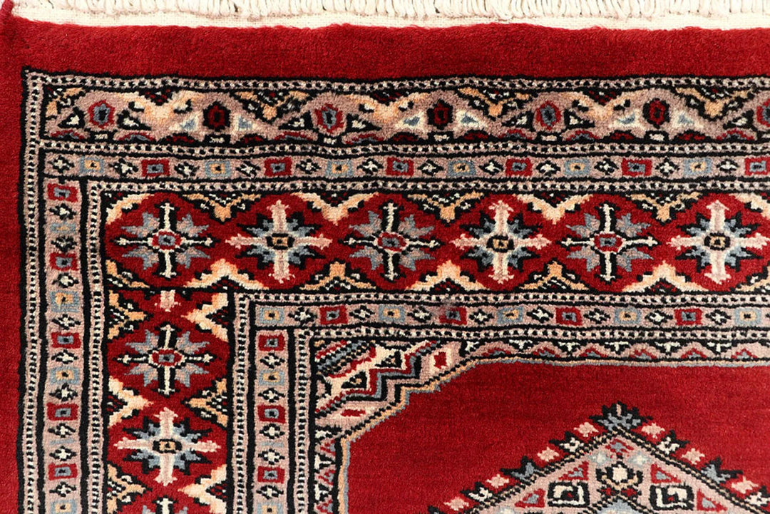 Red Pakistani Jaldar Rug 2' 7" x 10' Hand-Knotted | No. QA79768