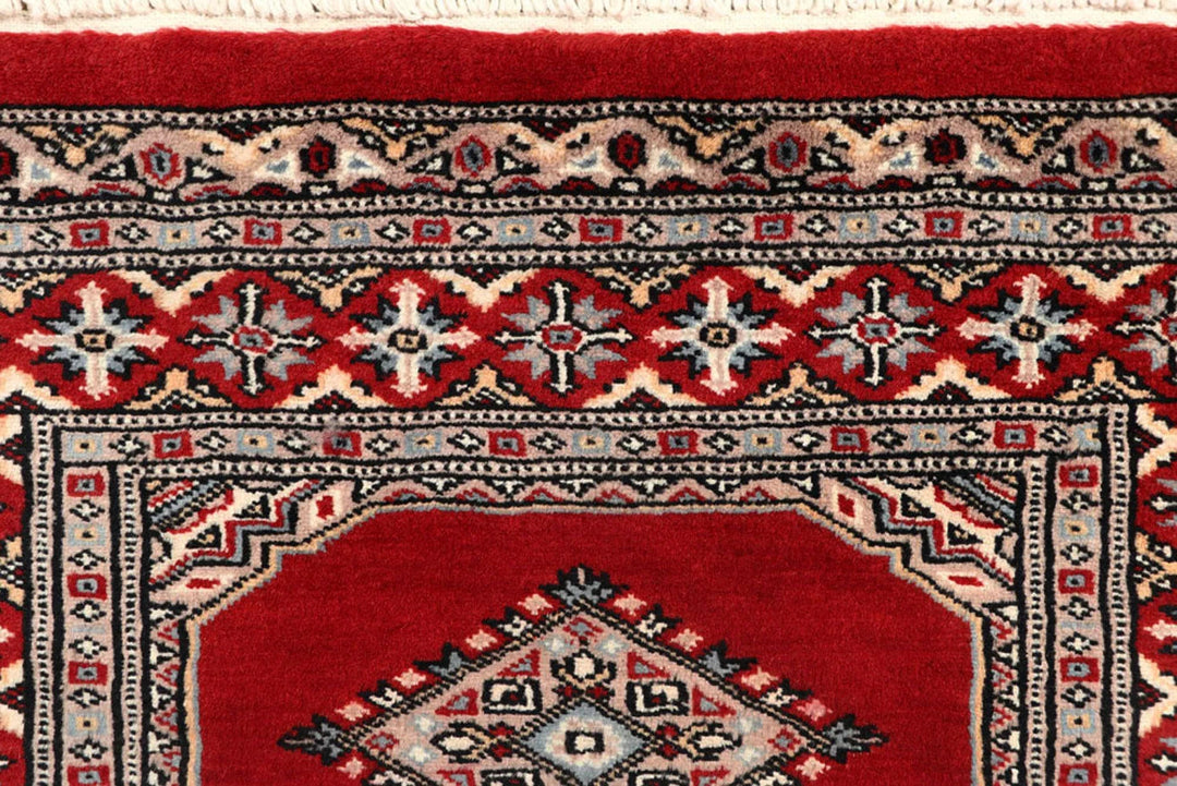 Red Pakistani Jaldar Rug 2' 7" x 10' Hand-Knotted | No. QA79768