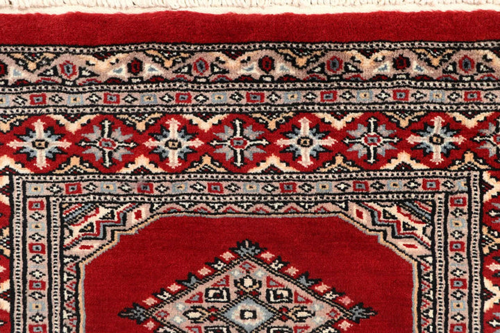 Red Pakistani Jaldar Rug 2' 7" x 10' Hand-Knotted | No. QA79768