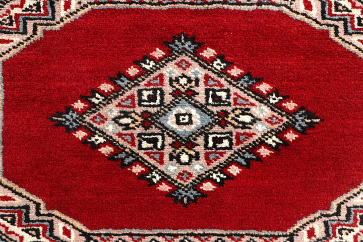 Red Pakistani Jaldar Rug 2' 7" x 10' Hand-Knotted | No. QA79768