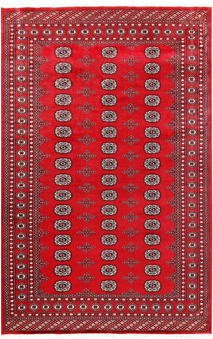 Red Bokhara Rug 5' 11" x 9' 1" Hand-Knotted | No. QA79809
