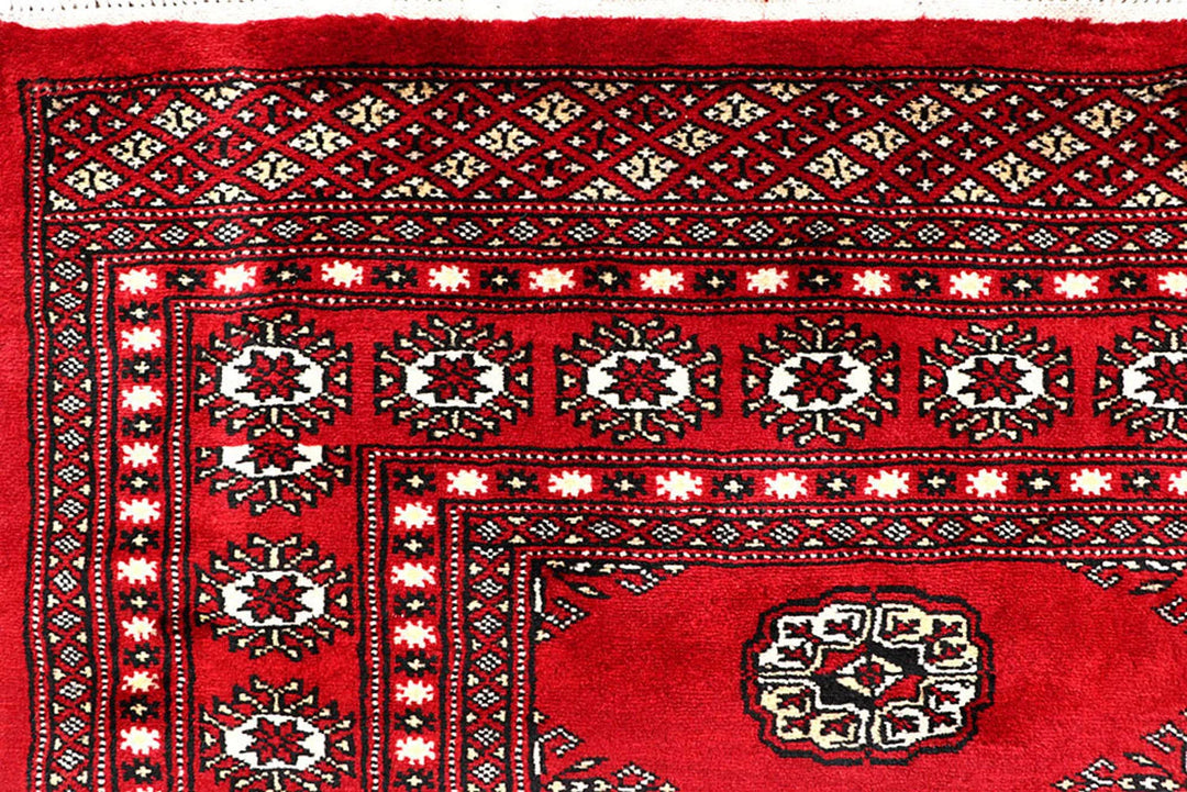 Red Bokhara Rug 5' 11" x 9' 1" Hand-Knotted | No. QA79809
