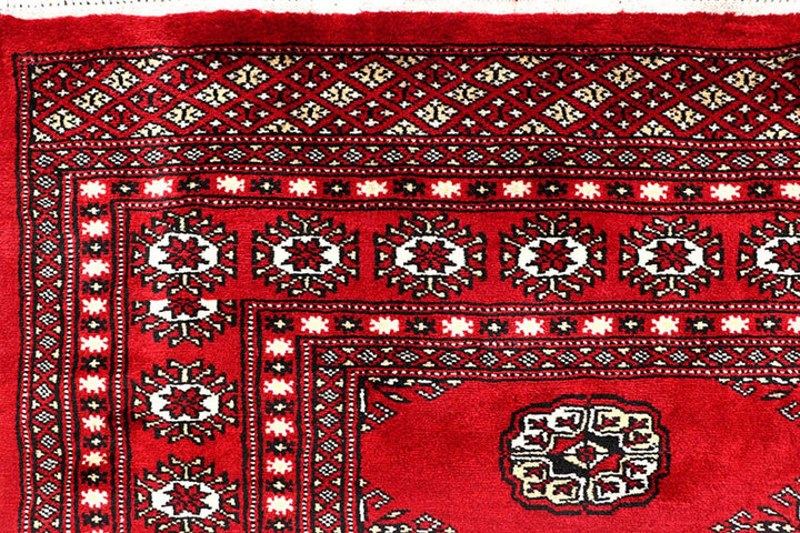 Red Bokhara Rug 5' 11" x 9' 1" Hand-Knotted | No. QA79809
