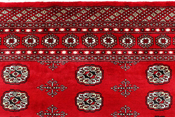 Red Bokhara Rug 5' 11" x 9' 1" Hand-Knotted | No. QA79809