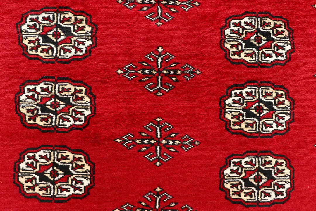 Red Bokhara Rug 5' 11" x 9' 1" Hand-Knotted | No. QA79809