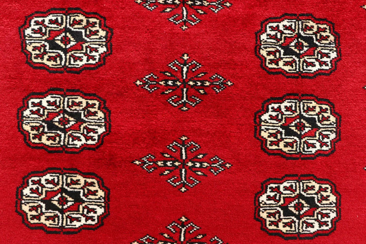 Red Bokhara Rug 5' 11" x 9' 1" Hand-Knotted | No. QA79809
