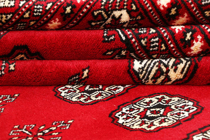 Red Bokhara Rug 5' 11" x 9' 1" Hand-Knotted | No. QA79809