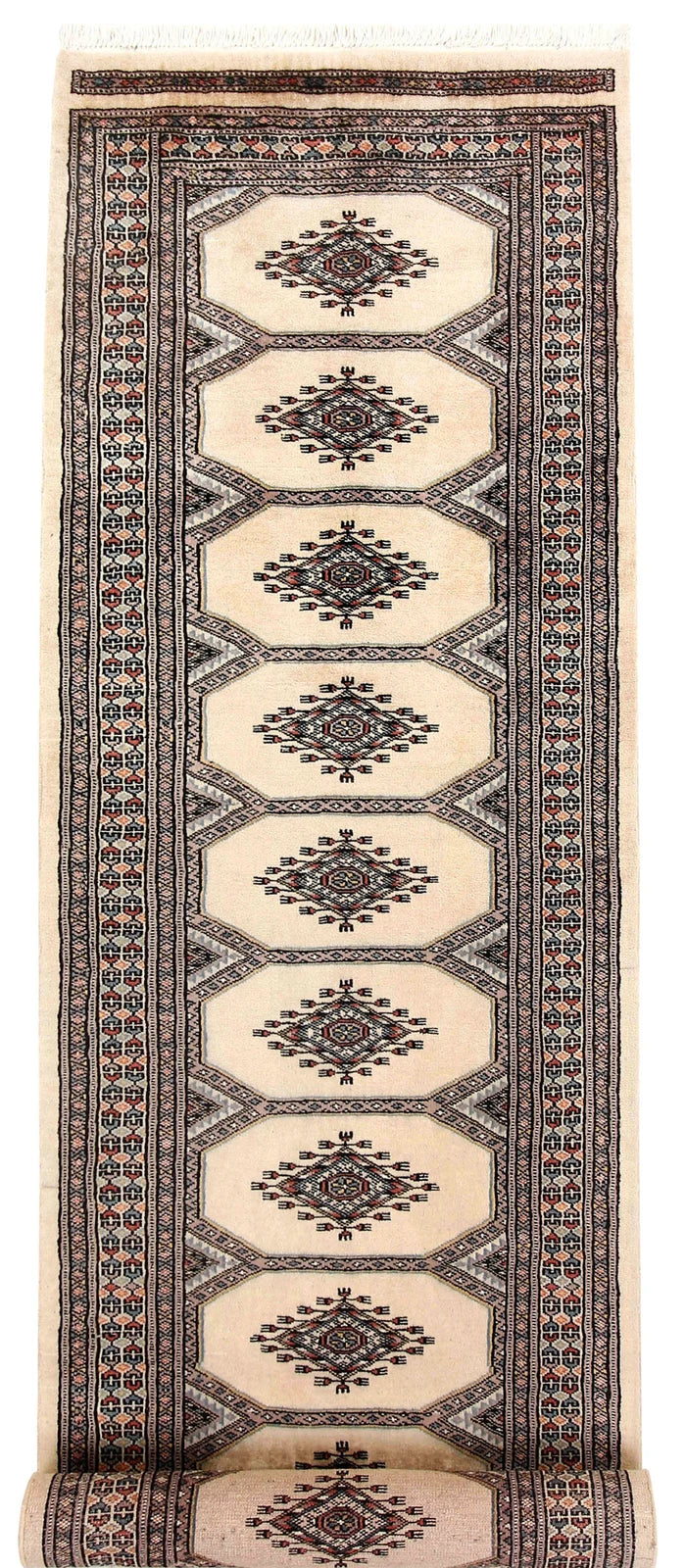 Brown Pakistani Jaldar Rug 2' 4" x 9' 5" Hand-Knotted | No. QA79895