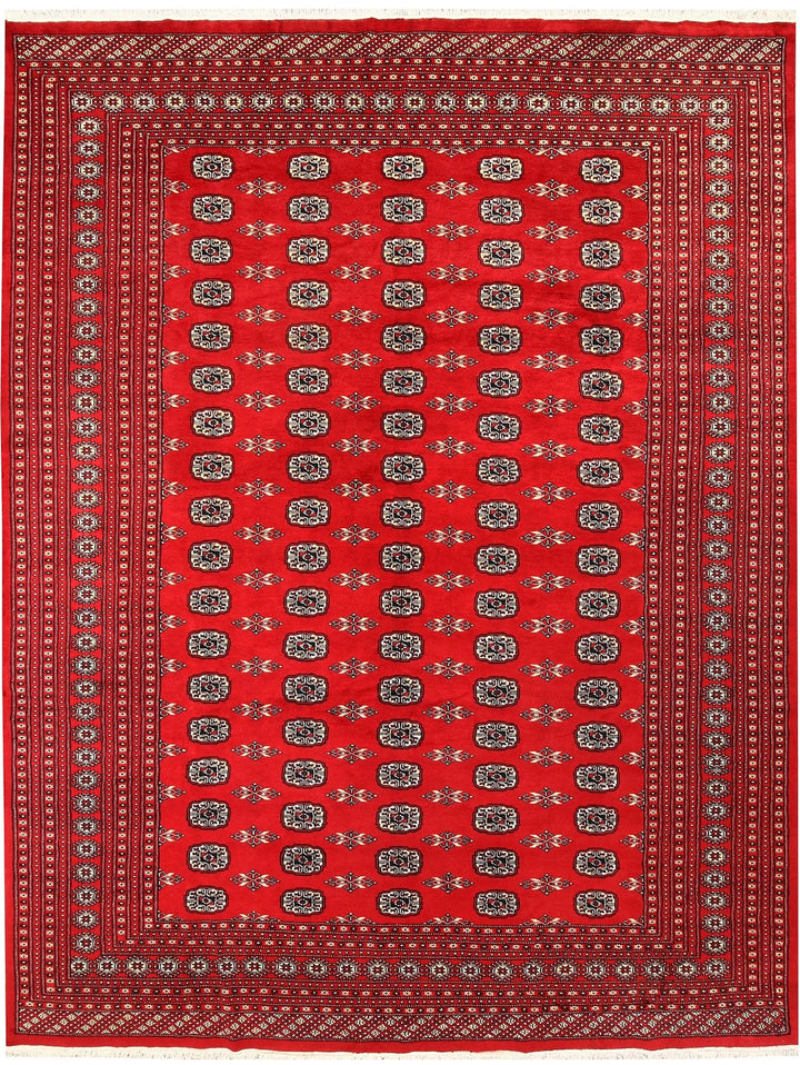 Red Pakistani Bokhara Rug 9' x 11'9" Hand-Knotted | No. QA79901