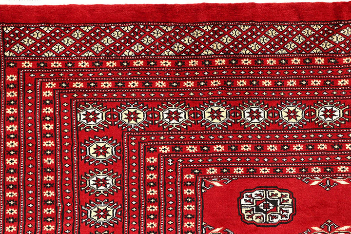Red Pakistani Bokhara Rug 9' x 11'9" Hand-Knotted | No. QA79901