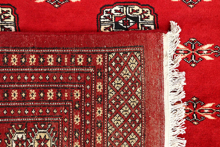 Red Pakistani Bokhara Rug 9' x 11'9" Hand-Knotted | No. QA79901