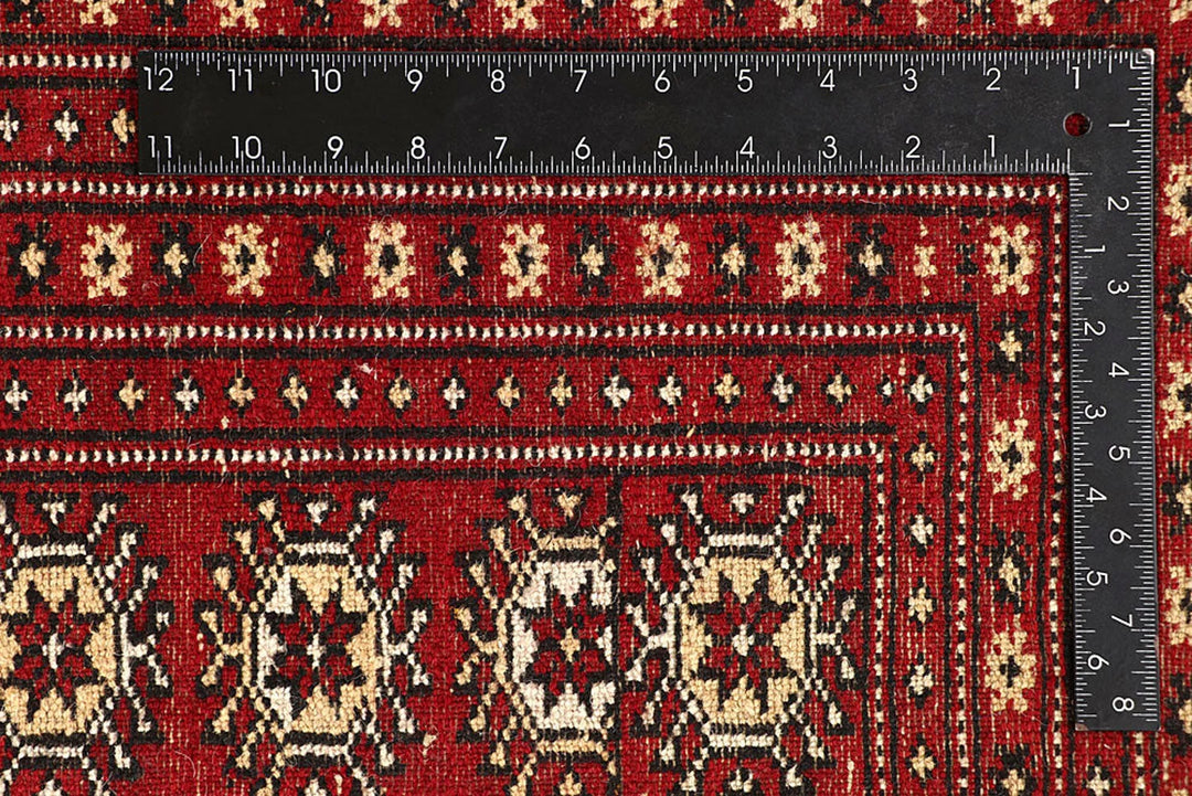 Red Pakistani Bokhara Rug 9' x 11'9" Hand-Knotted | No. QA79901